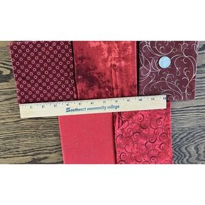 Quilt Craft Fabric Cotton 5 Fat Quarters Red Tones Material Polka Dots Abstract
